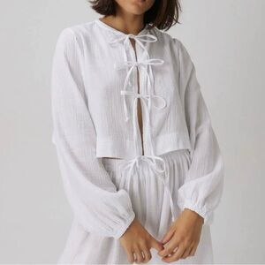 Bohème The Tie Top white organic cotton gauze size 6-8